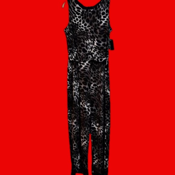 Enfocus Studio Animal print jumpsuit.Sz.100 Black Green - Picture 1 of 14